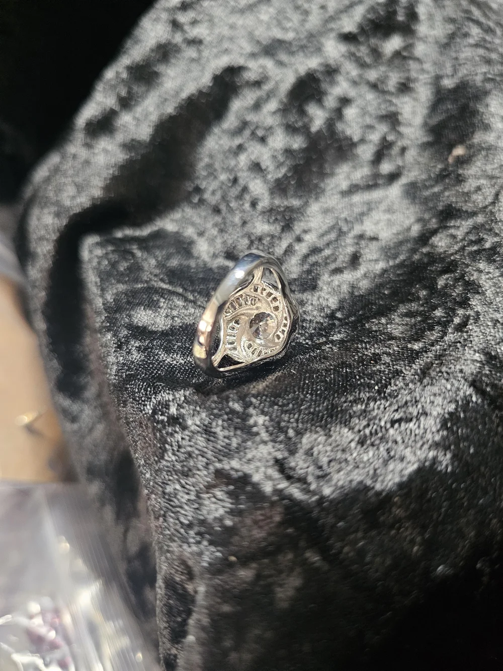 Silver-Plated Floral Halo Ring with Clear Crystal - Silver